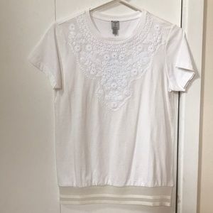 Embroidered white bobo T-Shirt
